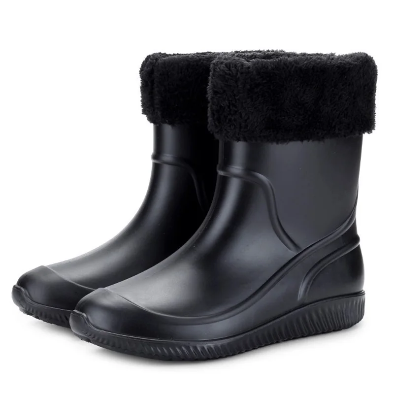 

Non-slip waterproof rain boots men's mid-tube rain boots thickened plastic water shoes fishing kitchen car wash water boots, Customized