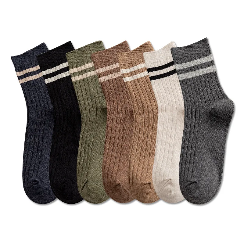 

Hot Sale men socks boy school unisex sports 7 colors custom cotton casual crew socks men with logo
