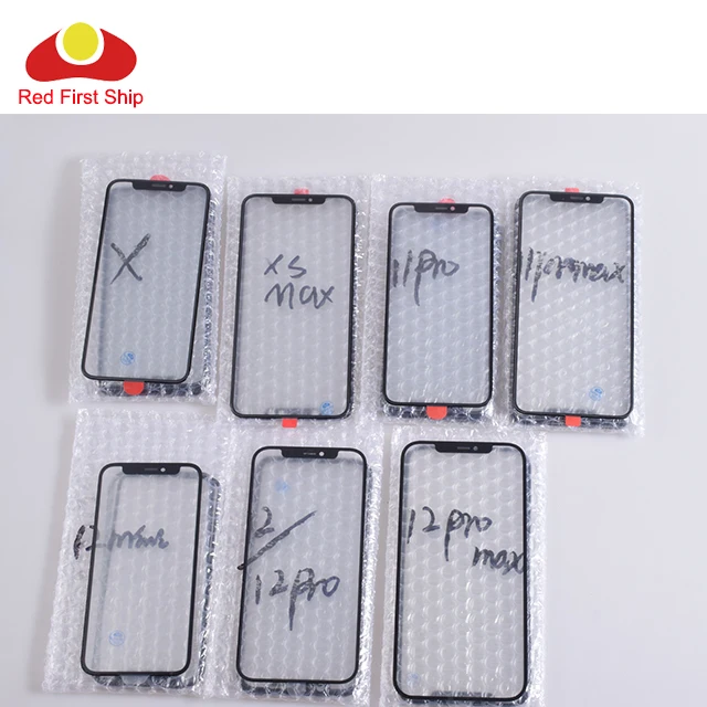 

For iphone 12 Mini 11 Pro Max Touch Screen Panel Front Outer Glass With Bezel Frame OCA For iphone X XS Max XR Glass With OCA