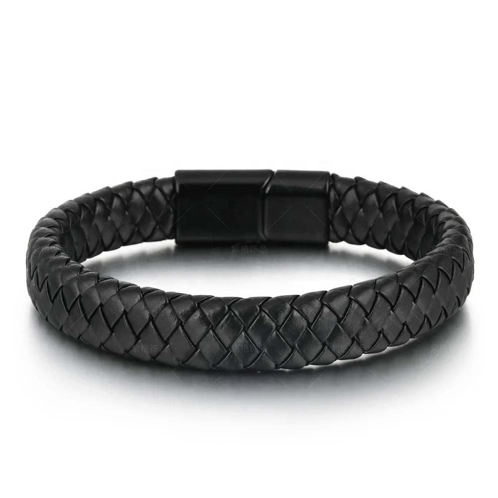 

Popular Leather Braided Bracelet For Man Alloy Buckle Bangle Bracelets Accessories Men Jewelry