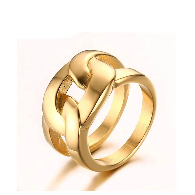 

High Polished Stainless Steel Jewelry Plated 18K Gold Stainless Steel Rings Gold