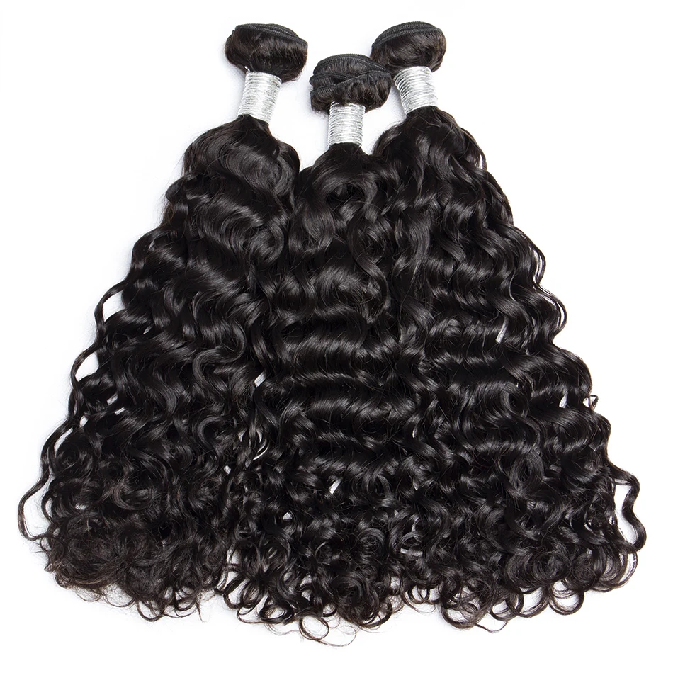 

Peruvian Natural Black 100 % Human Hair Bundle Extensions Water Wave Bundles