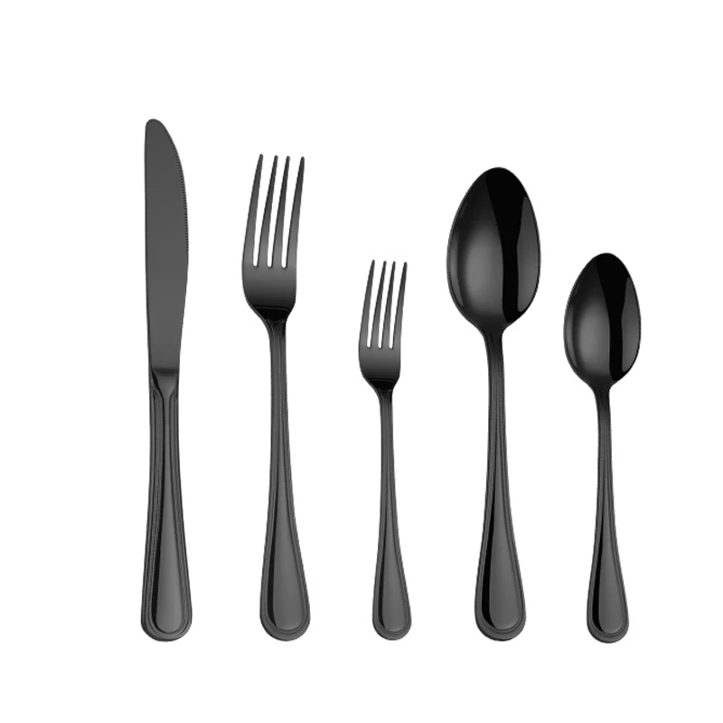 

Titanium PVD Mirror Finish Shining Black Stainless Steel Cutlery Set Wedding Party
