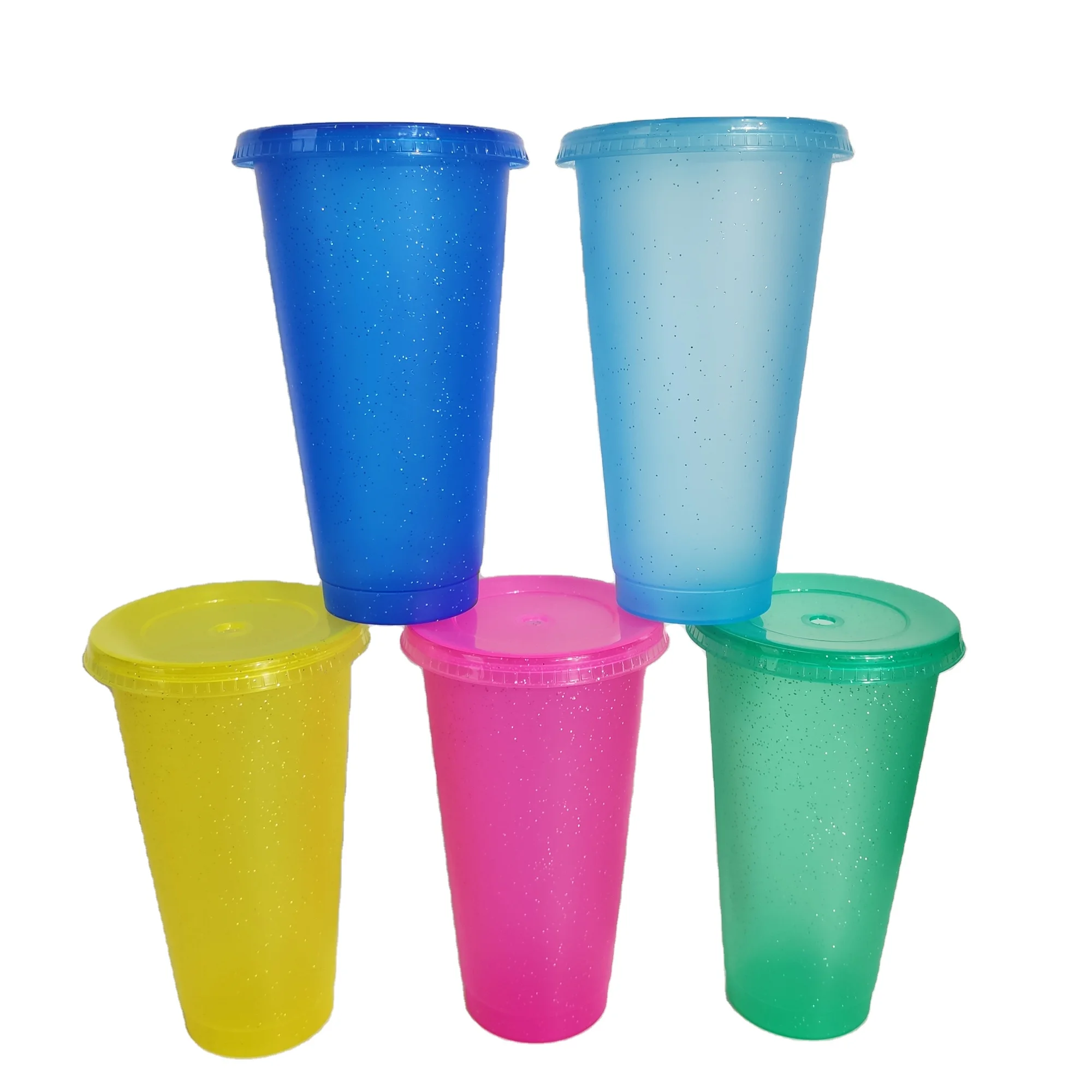 

Ready To Ship New Color Glitter Cold Cup Plastic DIY tumbler Reusable Gift Boutique, Customized color