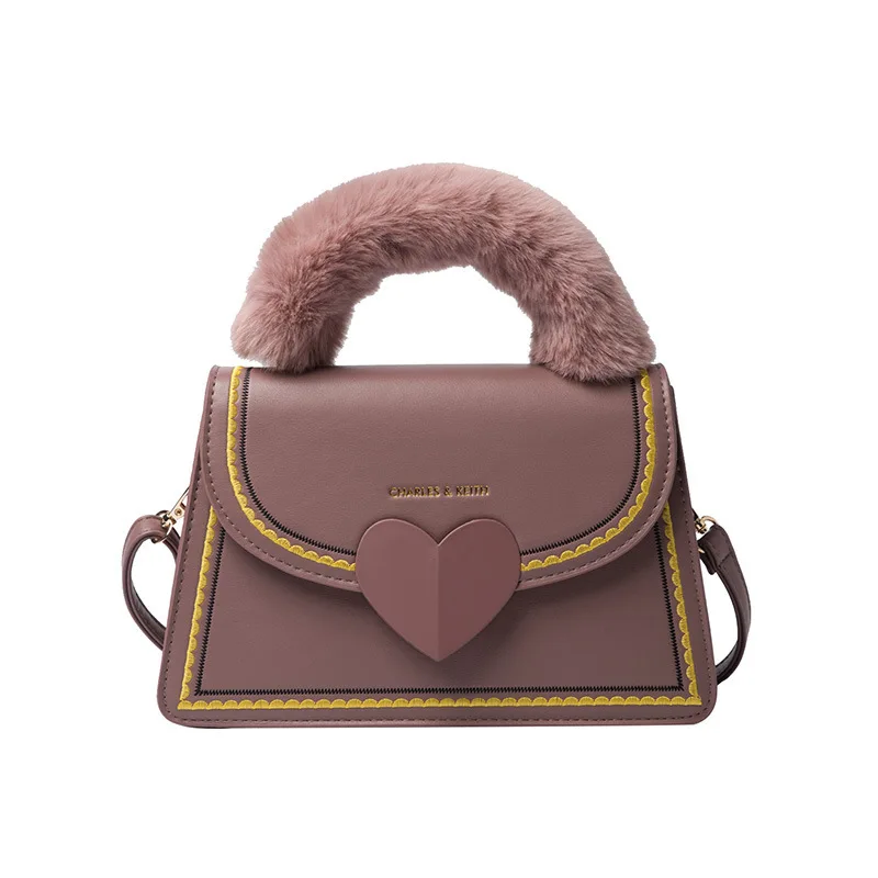 

2020 Winter Fashion Fur Handle Pu Leather Luxury Ladies Shoulder Crossbody Designer Bags Women Handbags Purses