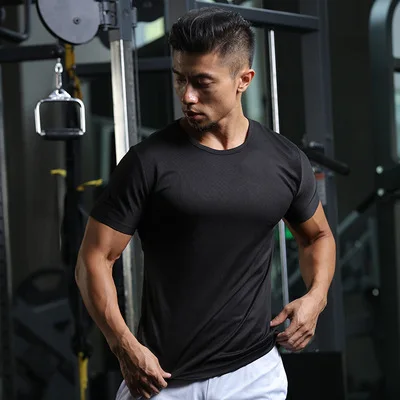 

High Quality blank compression shirts Men's Short-sleeve Pure Color Men Custom Logo T-shirts For Male Tops Fitness Shirt