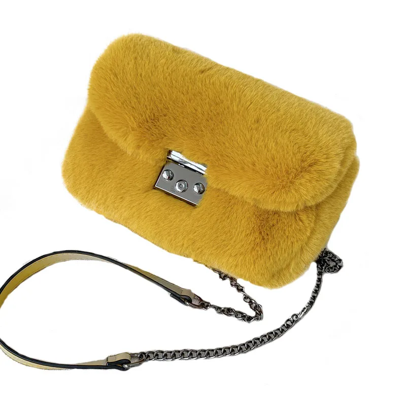 

Jtfur High Quality Fashion Faux Fur Crossbody Bag with Comfortable Chain Strap, Customized color