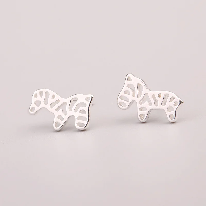 

Fashion Best Selling S925 Sterling Silver Zebra Stud Earrings 925 Sterling Silver Hollow Zebra Animal Earring For Party