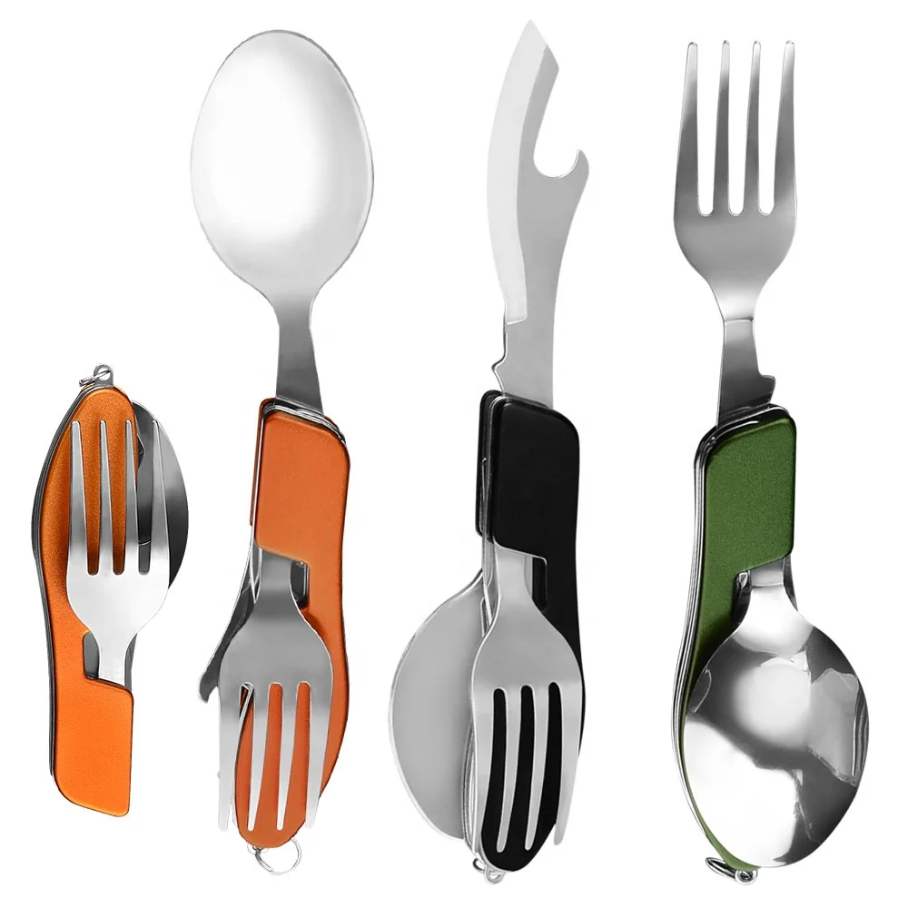 4 In 1 Portable Flatware Set Outdoor Ultralight Utensils Stainless Steel Travel Camping Cutlery