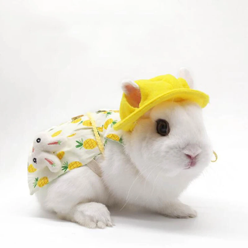 

Pet Bunny Clothes Traction Rope Bunny Kitten Lop Eared Rabbit Ornaments Clothing, As show