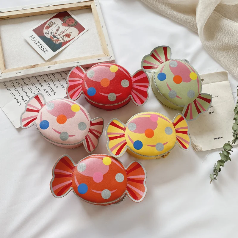 

2021 sweet candy shape cute bag kids mini coin purses fashion little girls handbags, 5 colors