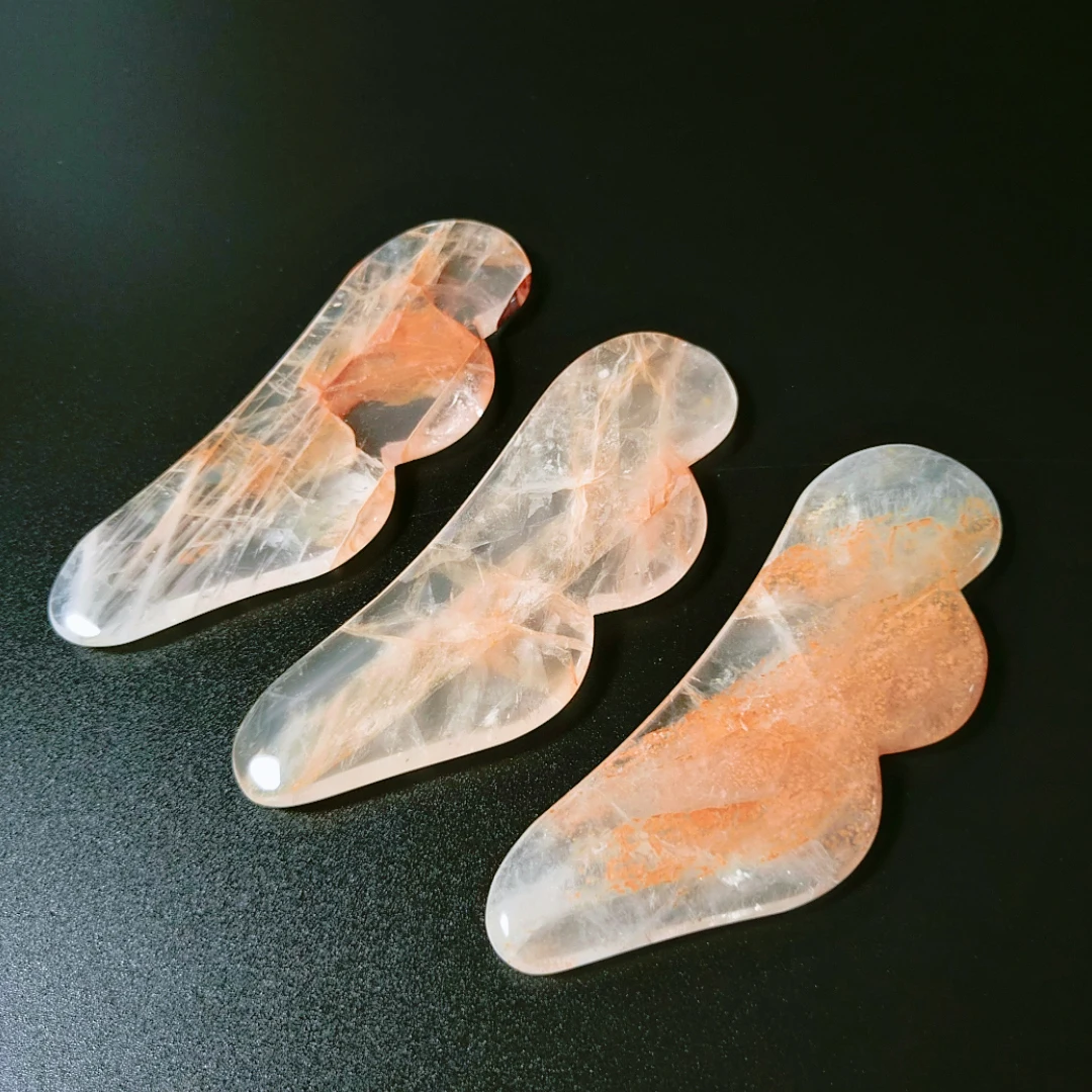 

2021 custom face slimming massage wing citrine gua sha tool with high quality