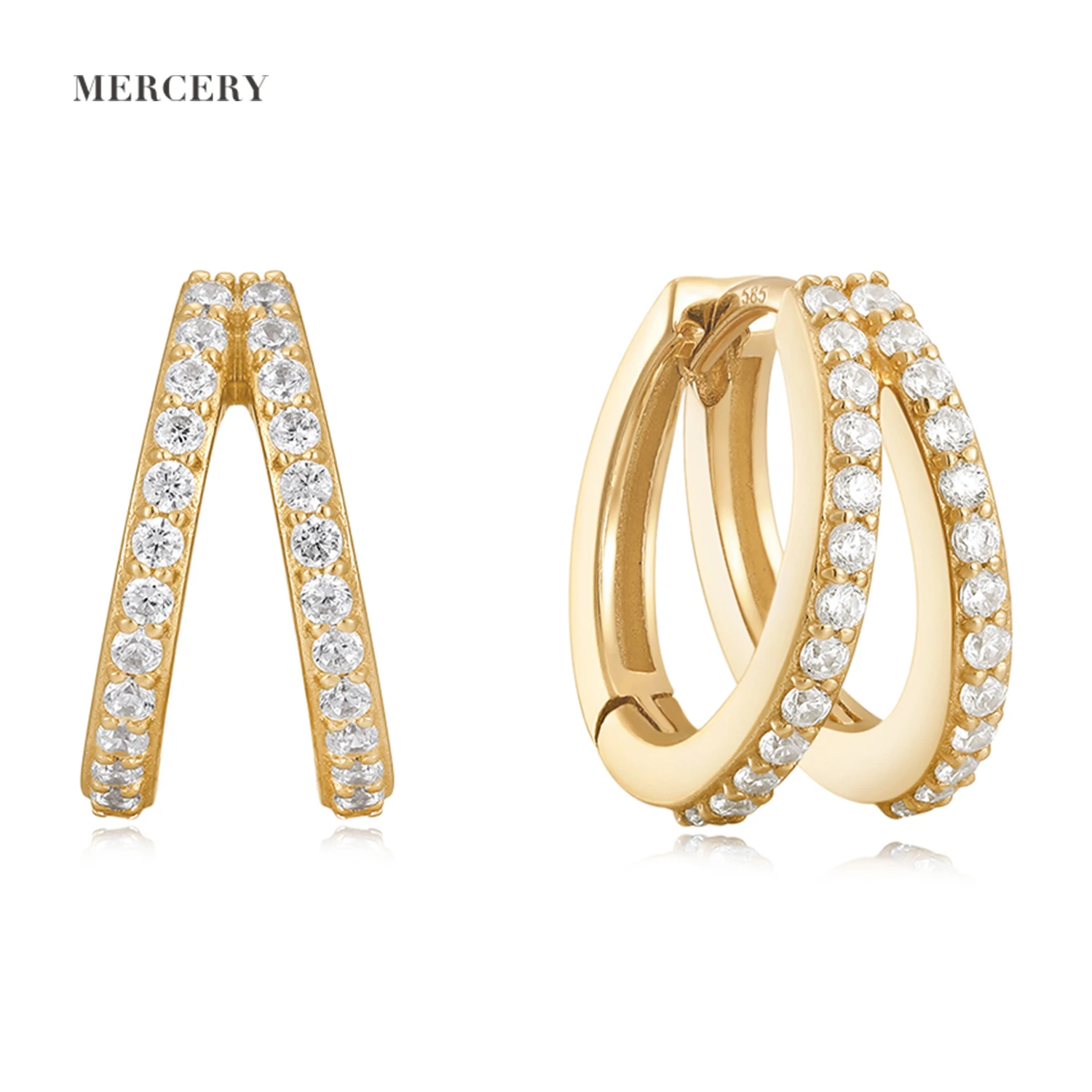 

Mercery 2023 New Arrivals Luxury Jewelry Earring Huggies Lab Diamond Jewelry 14K Solid Gold Huggie Earrings diamond For Women
