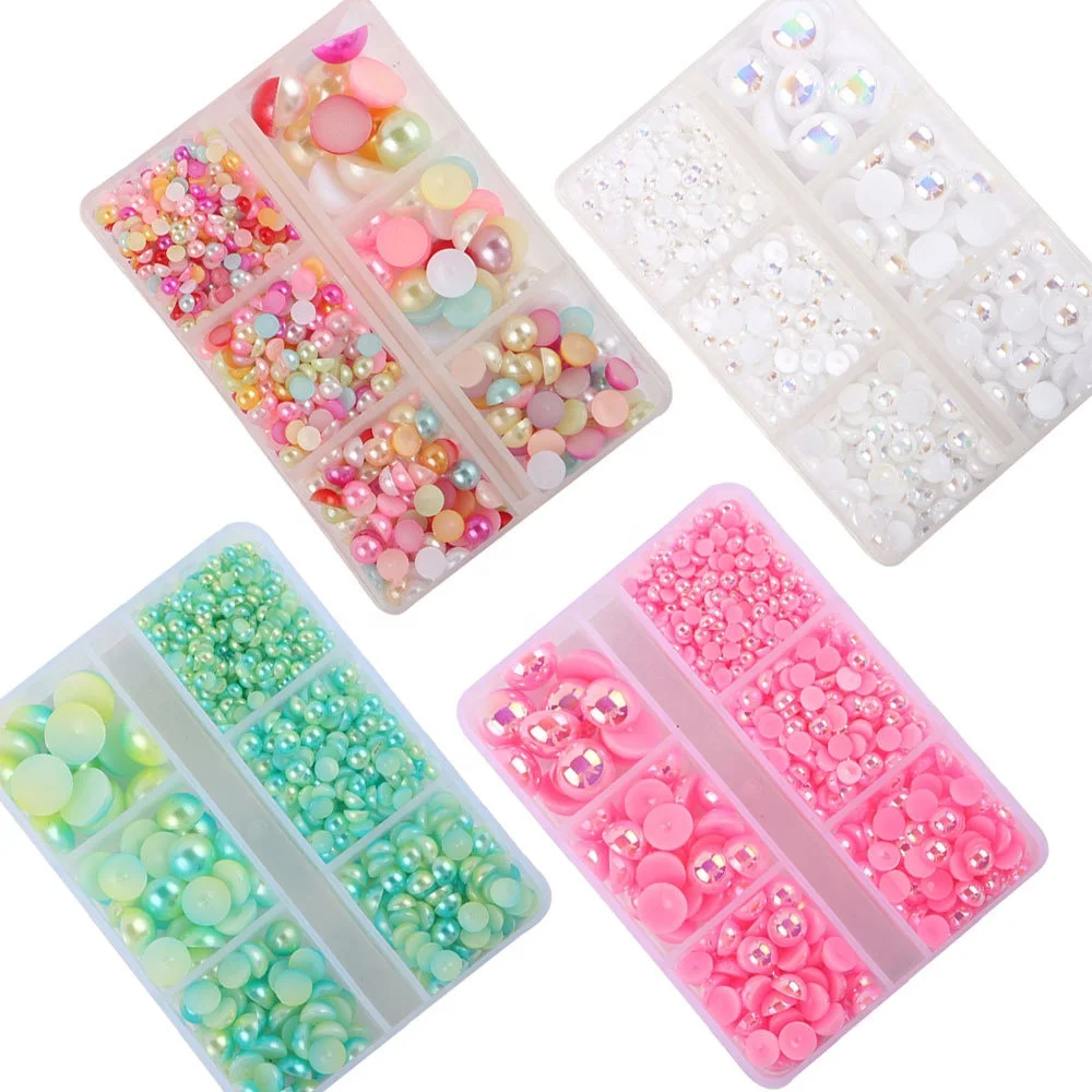 

Wholesale 3 4 5 6 8 10mm Flatback AB Colors Rhinestones Beads Half Round Pearl Beads For Jewelry Making, 31 colors