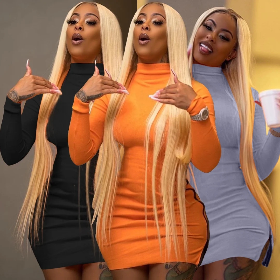 

Dcl6083 Most popular long-sleeve bodycon dress wholesale zipper fashion dresses women long sleeves