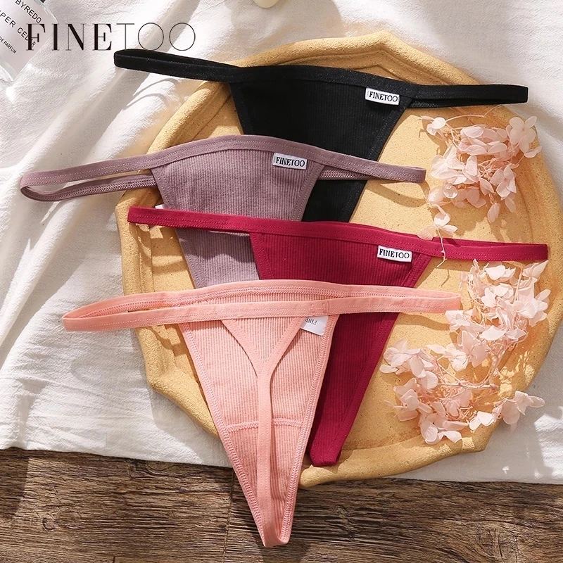 

FINETOO Hot Cotton Thongs Women Sexy G-string Panties sexy Girl Underpants Low-rise T-back Underwear Female Lingerie Pant