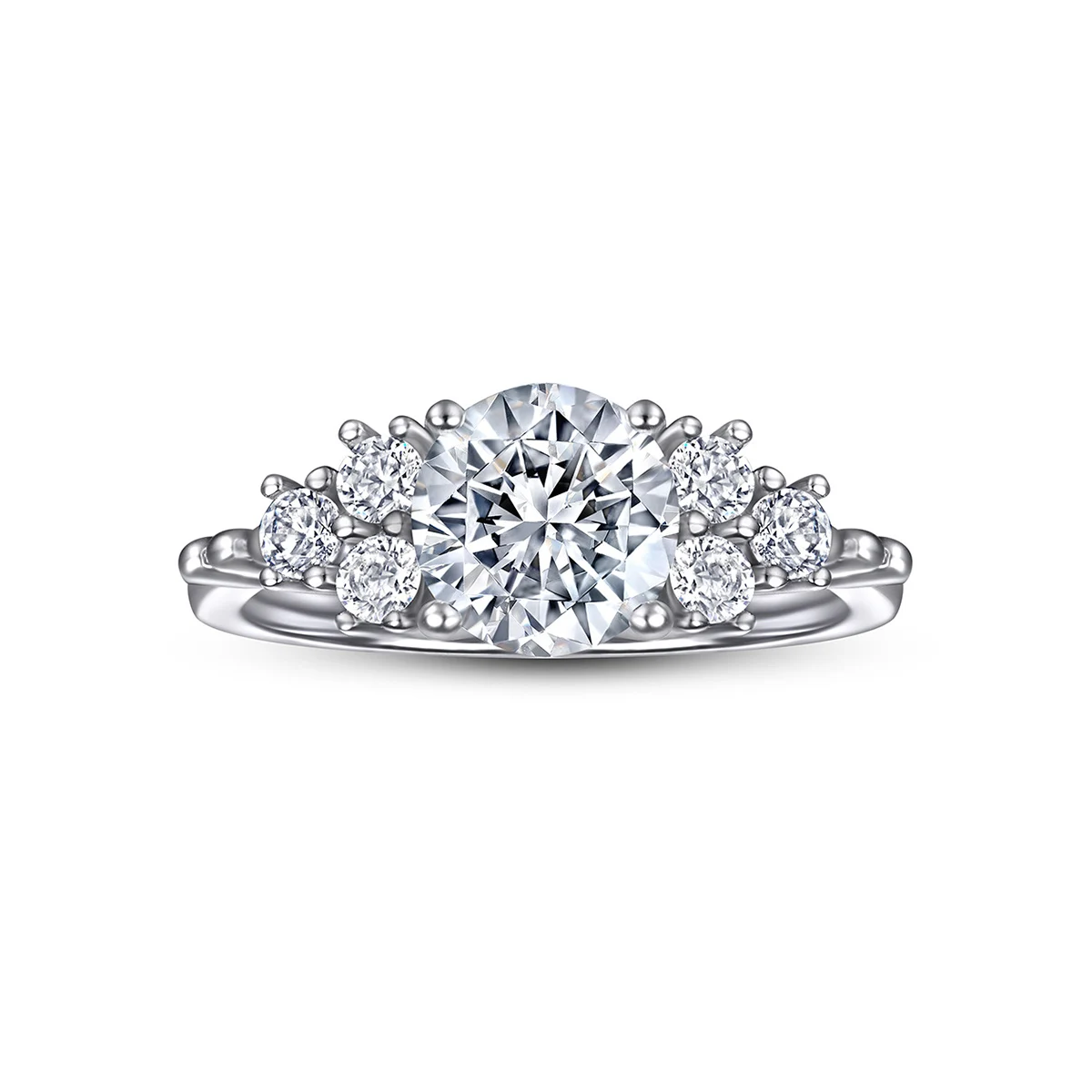 Wholesale S925 Sterling Silver Engagement Ring With Platinum Plated Manufacturers' Proposal Simulation Ring