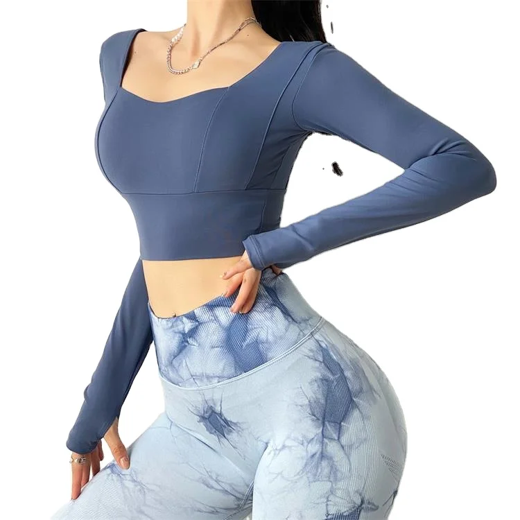 

MITAOGIRL sports long-sleeved tight yoga clothes fitness sportswear training tops, 4 colors or customized