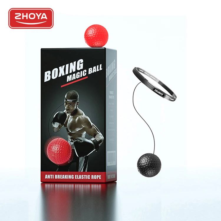

Zhoya Fight Ball Head Band Boxing Ball For Reaction Punching Reaction Speed Boxing Reflex Ball, Black, yellow, red