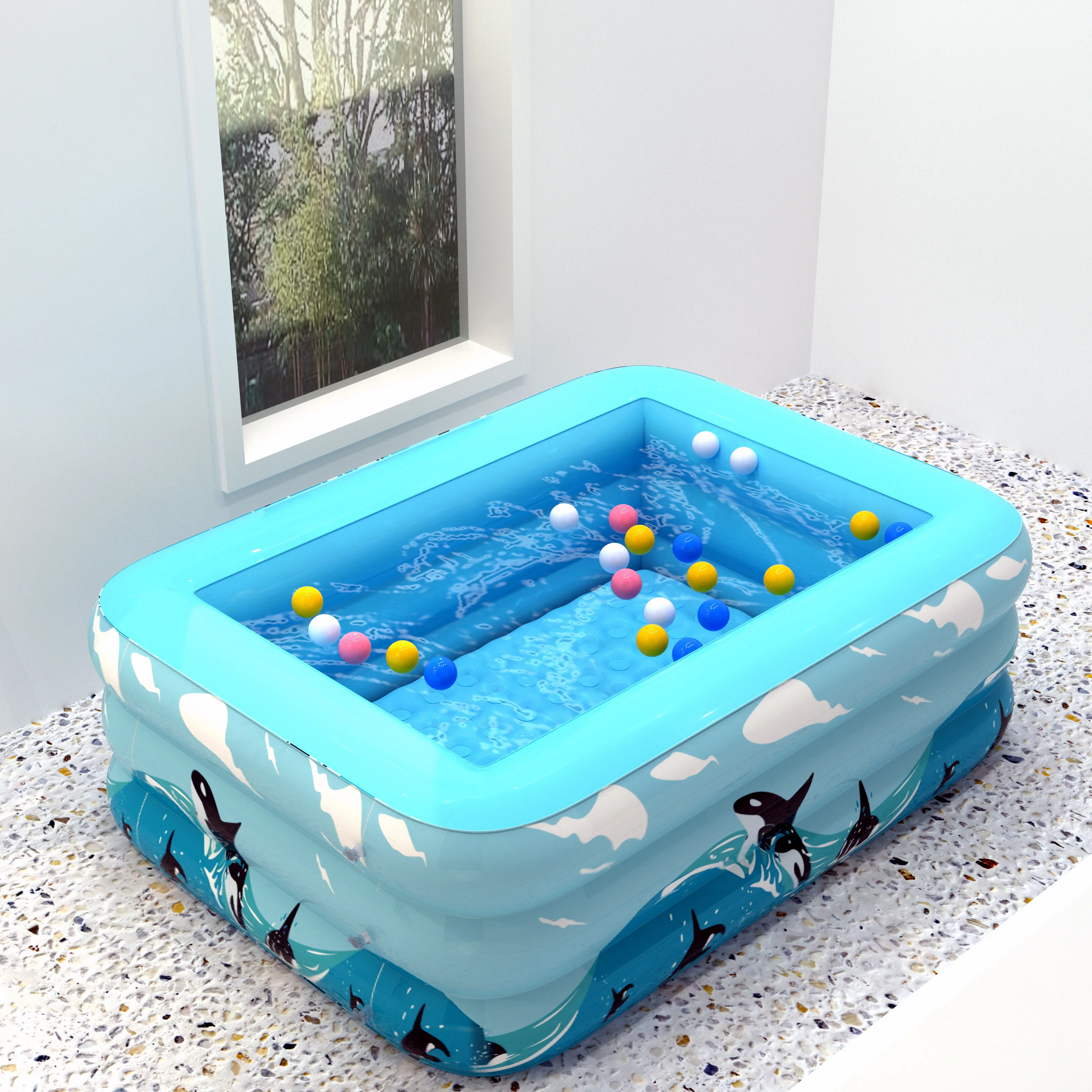 

1.3 M with 3 layers High Quality PVC Family Albercas Outdoor Baby Inflatable Swimming Pool For Kids Piscine, Blue