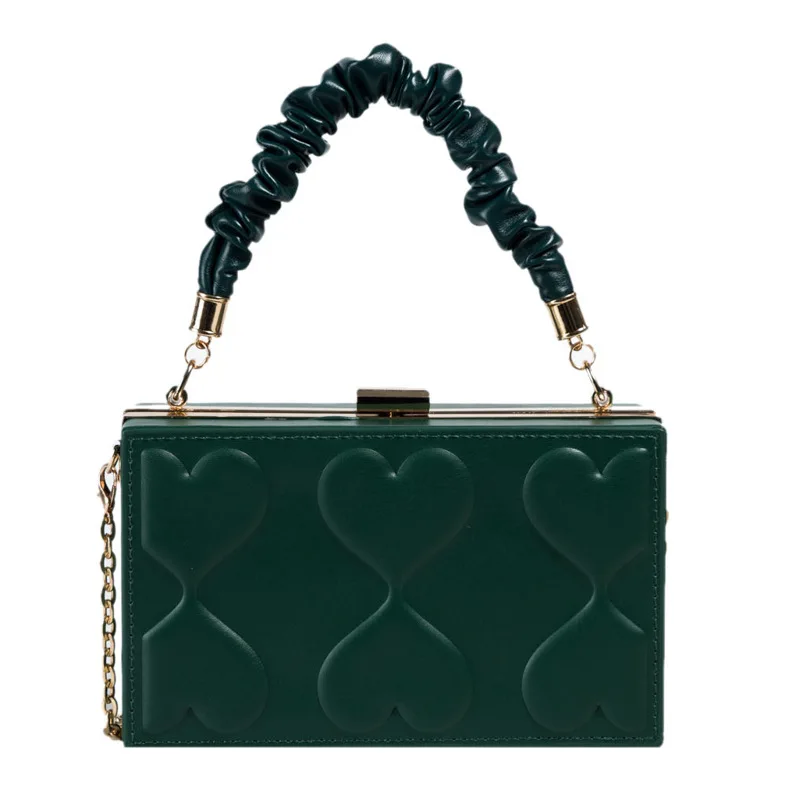 

2021 New Solid Color Heart-shaped Leather Shoulder Bag Fashion All-match Trend Ladies Chain Shoulder Messenger Bag