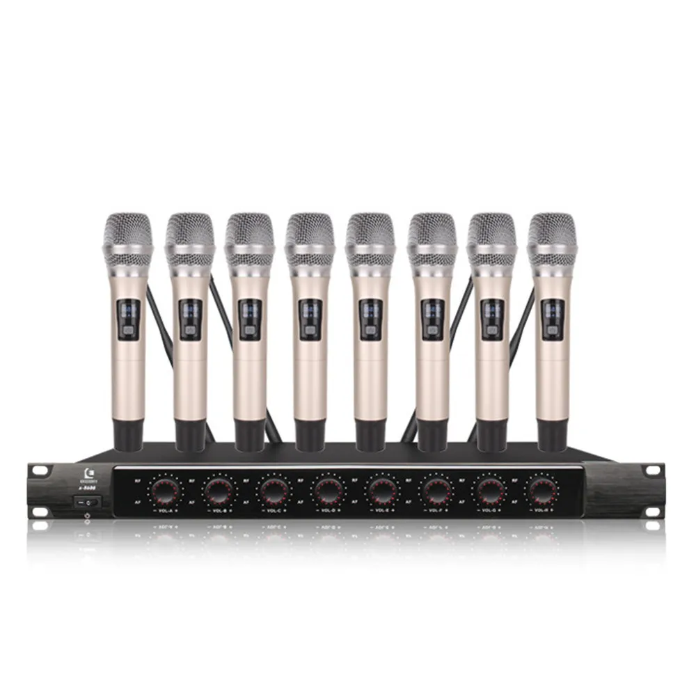 

EPXCM/ Pro Audio X-8600 Professional Handheld 8 Channels UHF Wireless Karaoke Microphone For Living Singing, Black