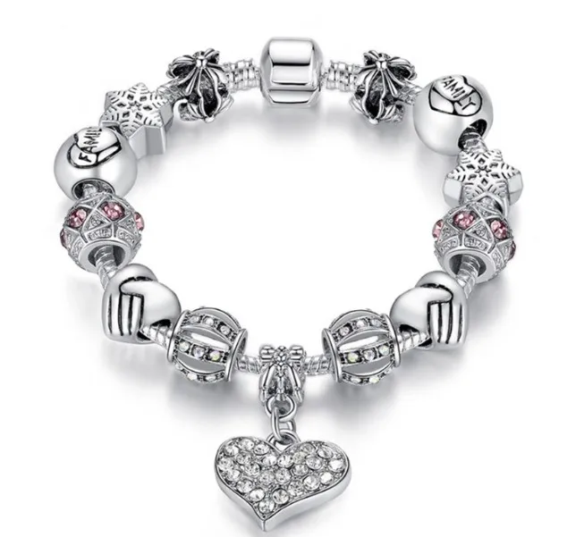 

Modern woman silver charm bracelet crystal heart bracelet, Picture