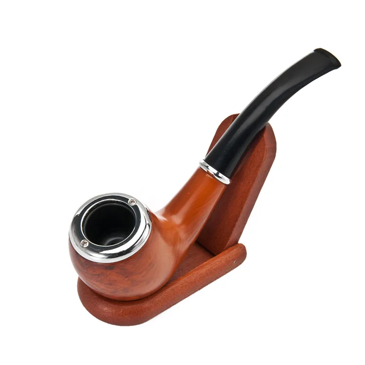 

2020 Wholesale high quality brown 150 mm resin smoking pipe cigarette holder filter wooden bent style handcrafted tobacco pipes, Picture