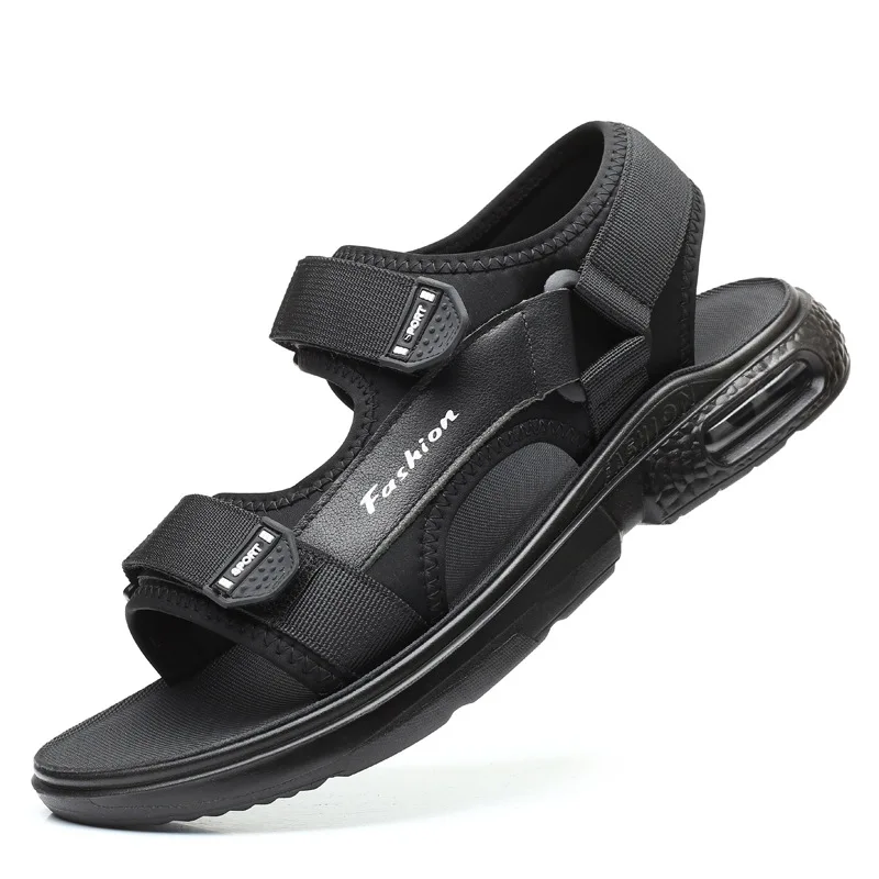 

FZNYL Men Sandals Vietnamese Shoes Cushion Non-slip Sandalias Summer Sport Cool Slipper Outdoor Sandal Thick Sole, Fashion Solid, Black,