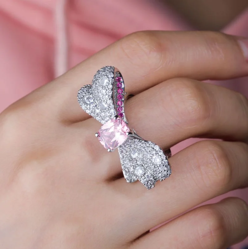 

New Design Diamond Cute Bowknot Ring For Women Gift Finger Rings