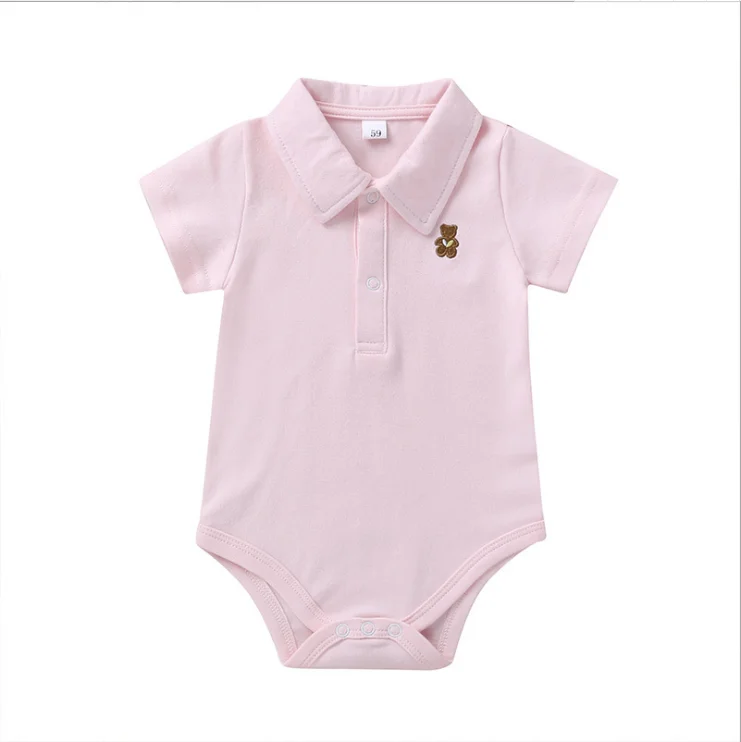 

Unisex Polo Collar Solid Color Triangle Rompers