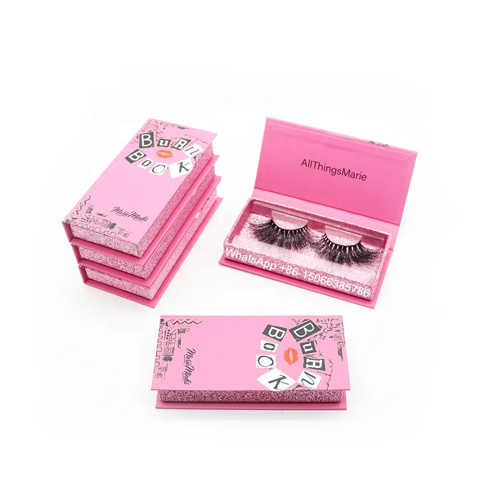 

Own Brand Mink Eyelashes With Private Label Mink Eyelashes Rectangle Box Mink Lashes Burn Book Lashbox Packaging With Logo, Any color