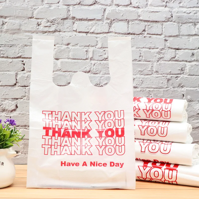 

YC HDPE LDPE T-shirt Bag Biodegradable Plastic T shirt Thank You Packaging Bag Custom Plastic Shopping Bag