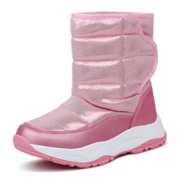

Hot selling waterproof Warm fur shoes Pink booties children girls snow boots, Pink;purple