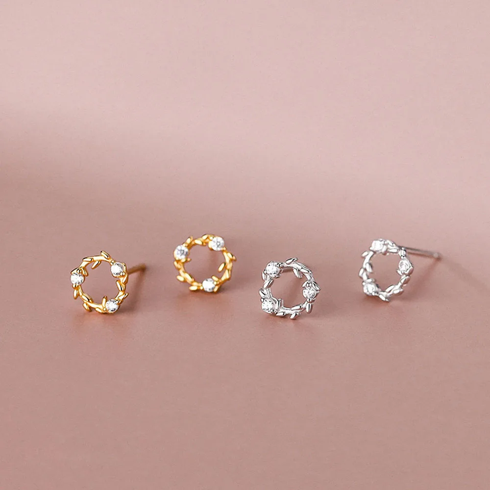 2024 Newest Style Inlaid Zircon Flower Wreath S925 Sterling Silver Stud Earrings for Women Jewelry Accessories YB-XY-056