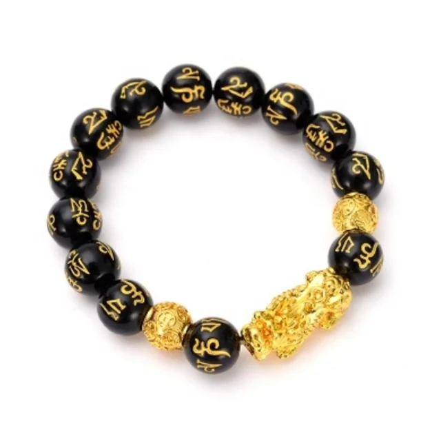 

2020 New Fashionable Feng Shui Black Obsidian Bracelet Beads Imitate Crystal Glass Charm Feng Shui Bracelet