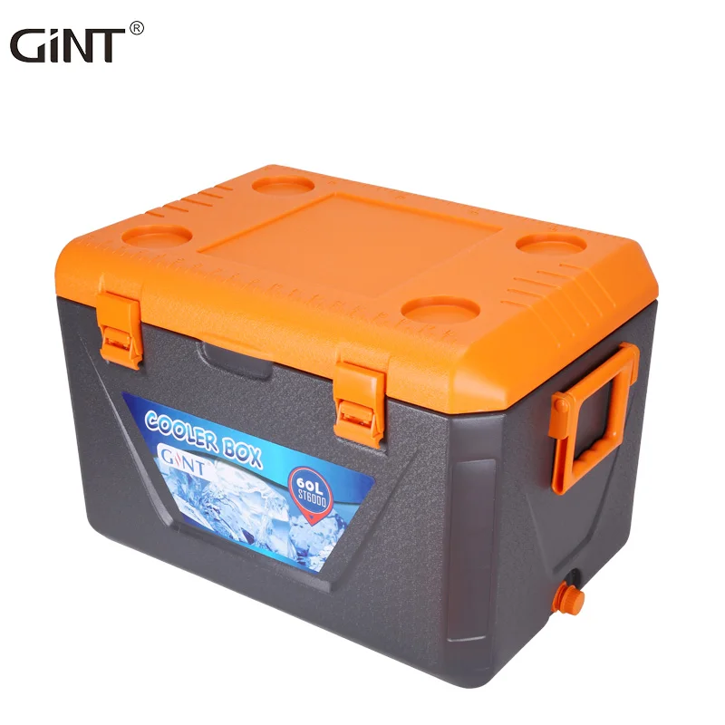 

gint 60L storage boxes cooler picnic large size lunch delivery thermal portable ice delivery boxes, Dark blue,light blue,gray and orange