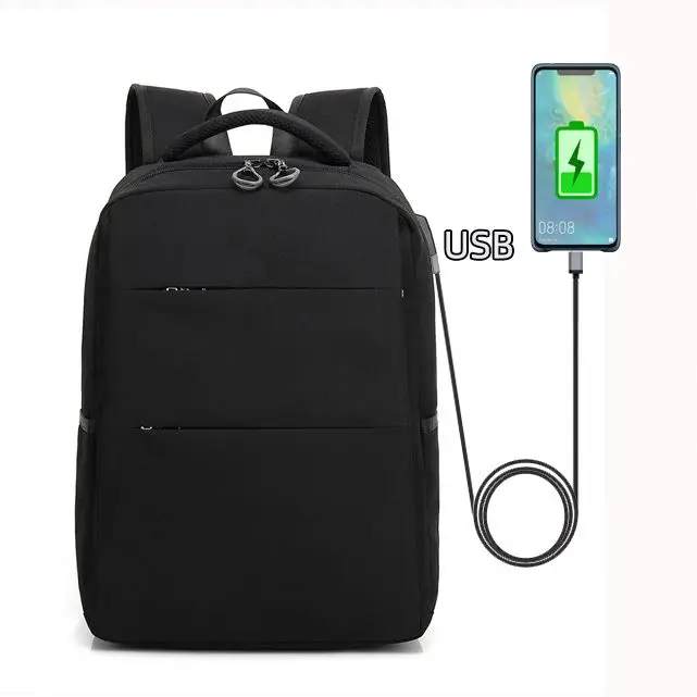 

Water Resistant School Backpack with USB Charging Port 15.6 College Backpack for Men Women Computer Notebook Bookbag Black