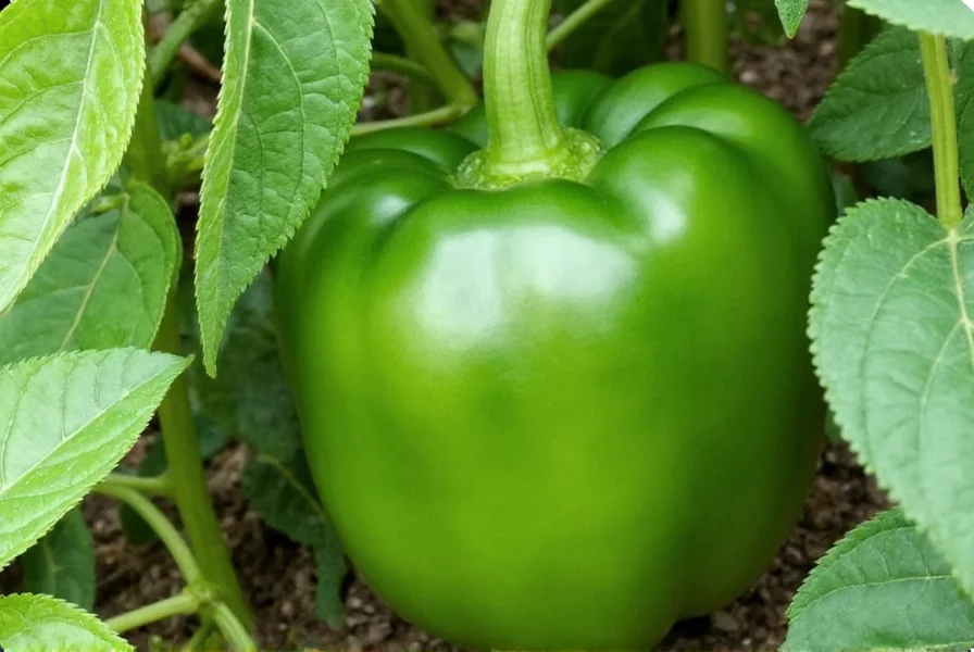 Large green pepper on cutting board