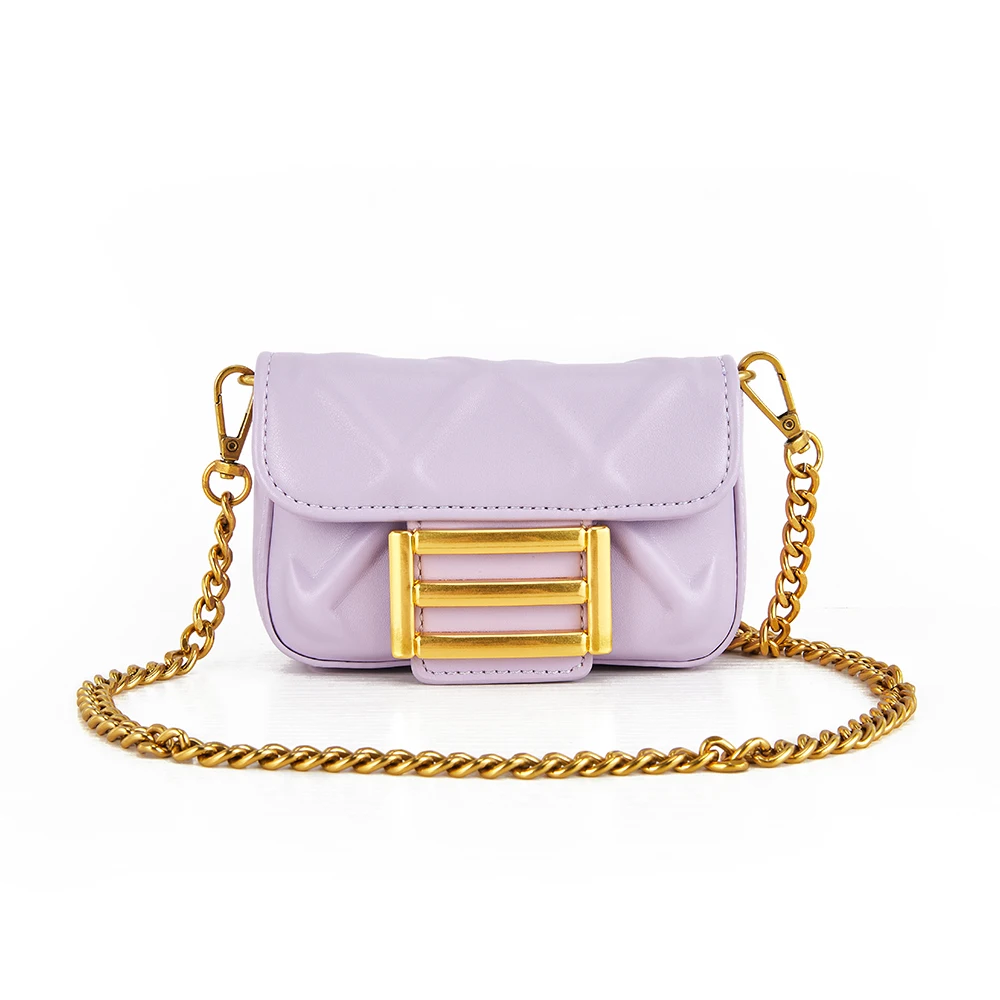 

Fashion Luxury Brand Purple Color Women Small Flap Pu Leather Chain Quilted Crossbody Bags Messenger Bag, Customized color