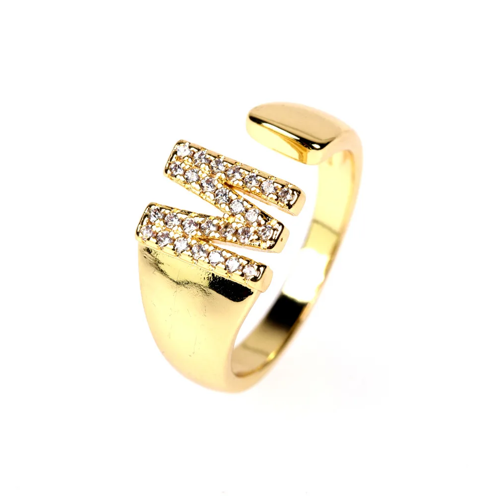 

EYIKA Personalized Gold Plated Alphabet Finger Rings Chunky Initial Letter Ring Gold Women