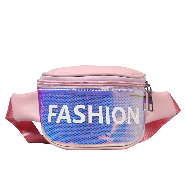 

Wholesale Child Letter Print Mini Laser Fanny Pack PVC Holographic Girls Waist Bag Purse Kids Handbag