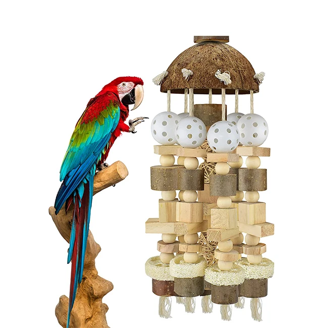 

Good Quality Toys Chew Parrot Chewing Parrots Toy Wood Block Knots Bird Cage Accessories