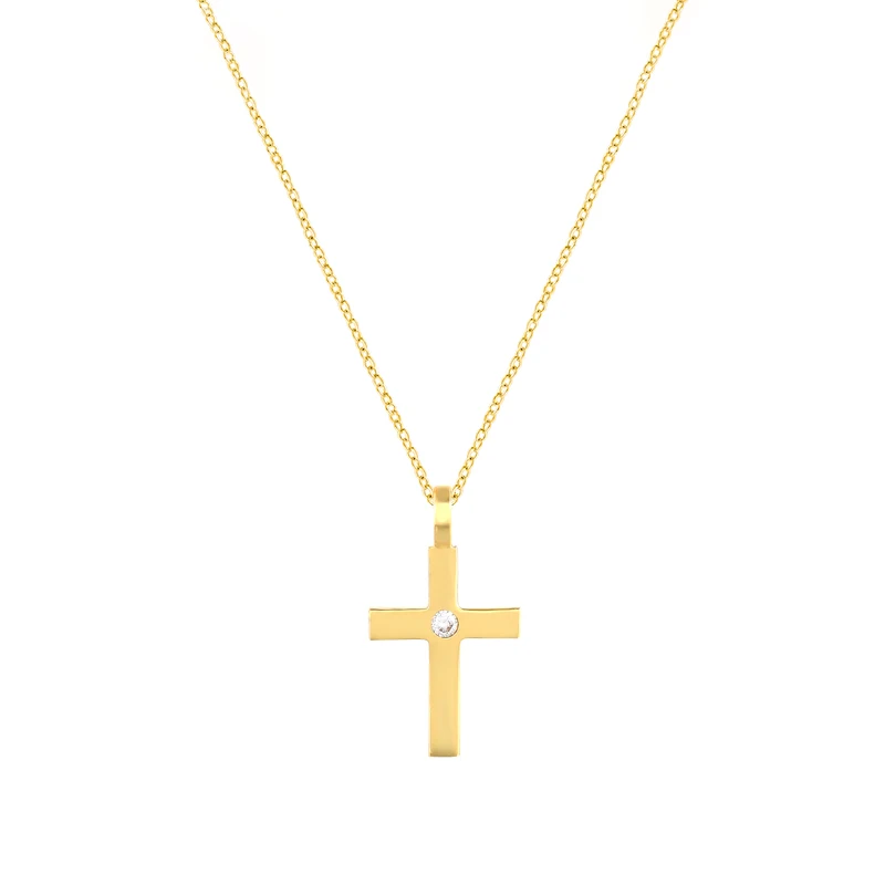 

s925 sterling silver fashion personality simple glossy diamond cross pendant necklace for women