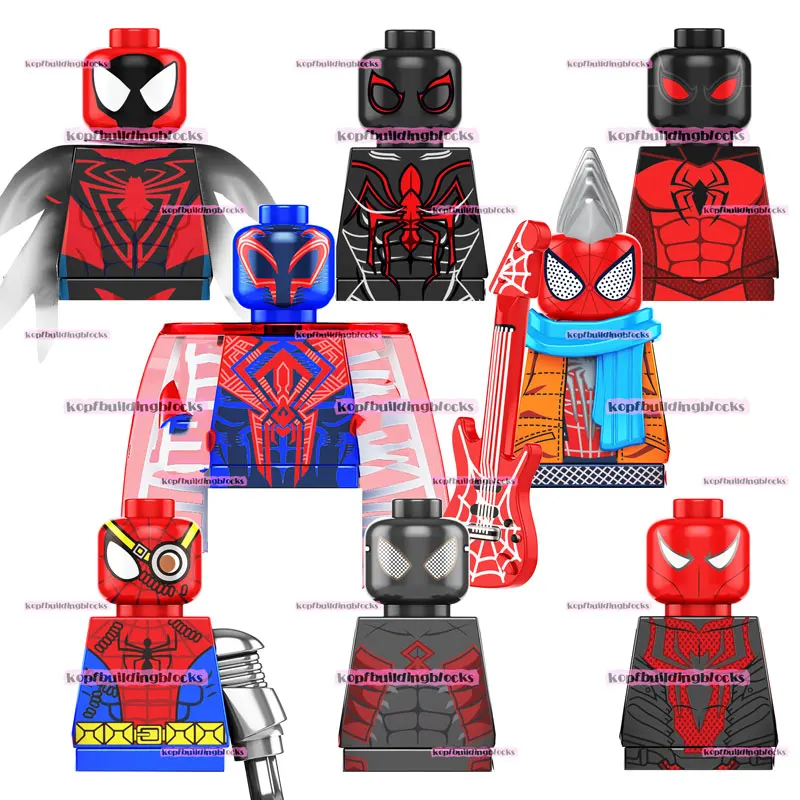 

KF6188 Super Heroes Movie Block Figure Scarlet Spider Peter Parker Prowler Spot Mini Bricks Building Block Figure Plastic Toy