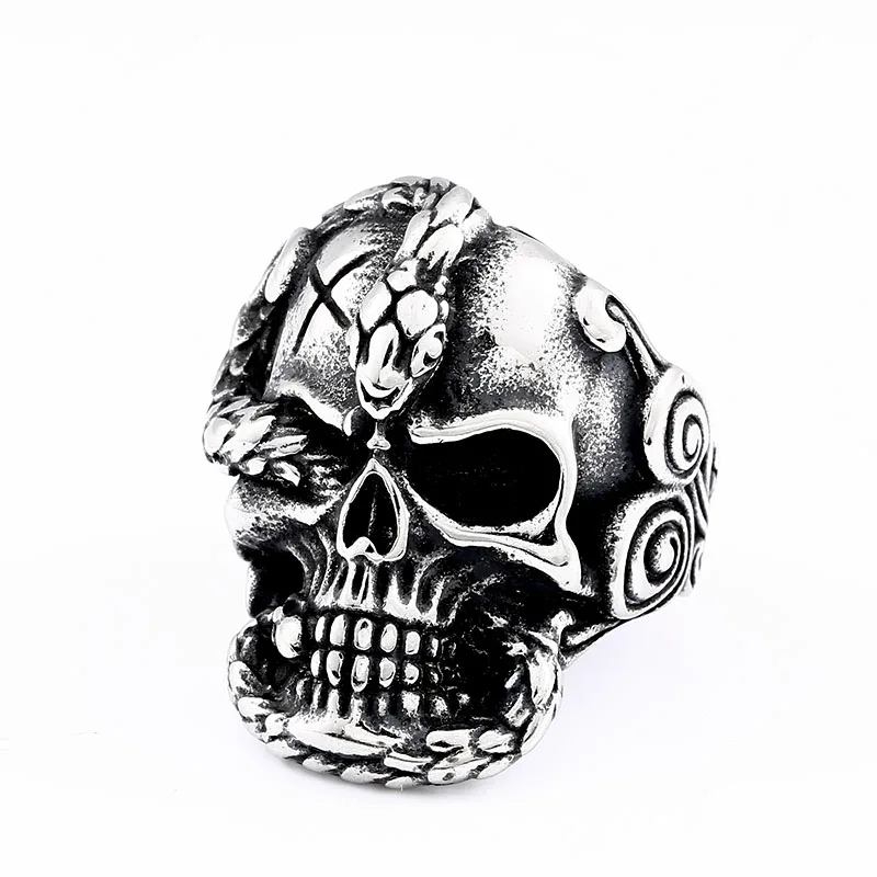 

SS8-652R steel soldier stainless steel men's ring punk biker skull snake fashion jewelry gift