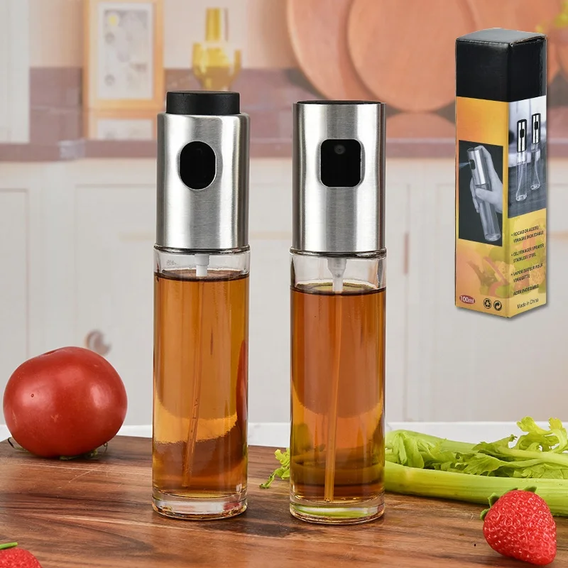 

Olive Oil Spray Bottle Salad BBQ Kitchen Cooking spray oil vinegar bottle glass oiler spot kitchen spray bottle, Transparent