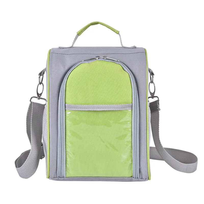 

2022 fashion simple portable single shoulder insulation bag Pacote de Gelo double deck picnic bag storage picnic cooler bag, Customized color