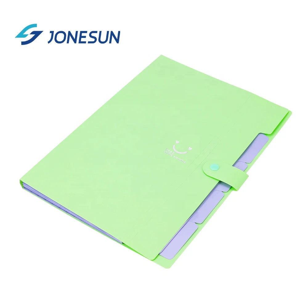
school stationery candy color A4 size PP plastic 5 pockets expanding file folder document organizer 