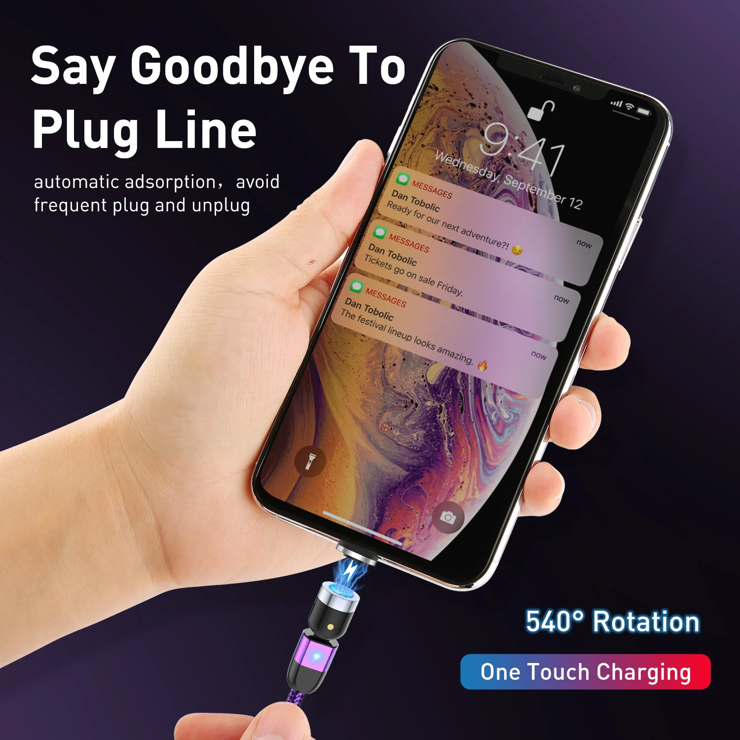 2020 3 in 1 USLION New Magnetic USB Cable Fast Charging Micro USB Type C Mobile Phone Cable For Samsung iPhone magnet data cable - ANKUX.COM